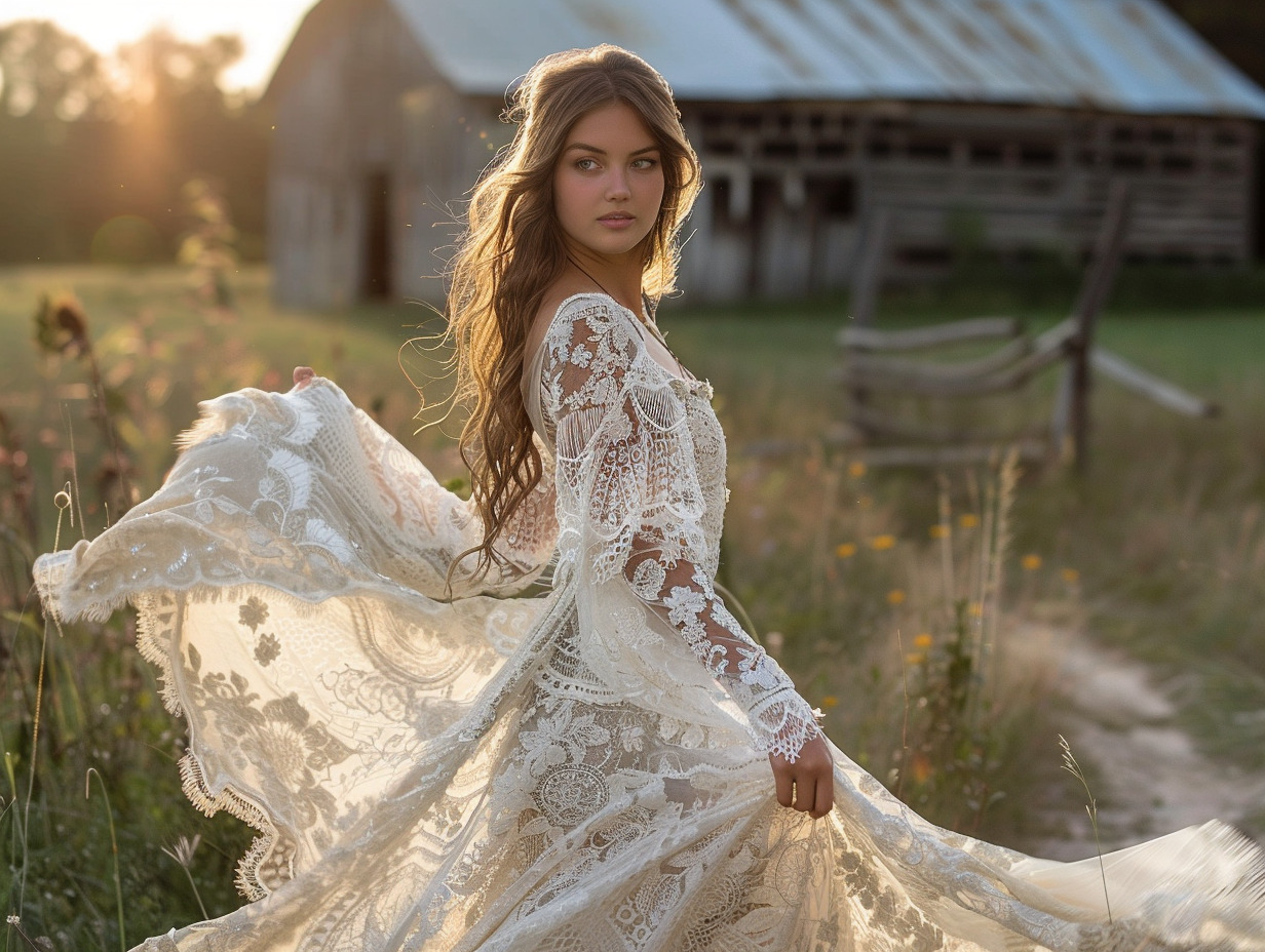 robe de mariée gitane en dentelle + élégance bohème