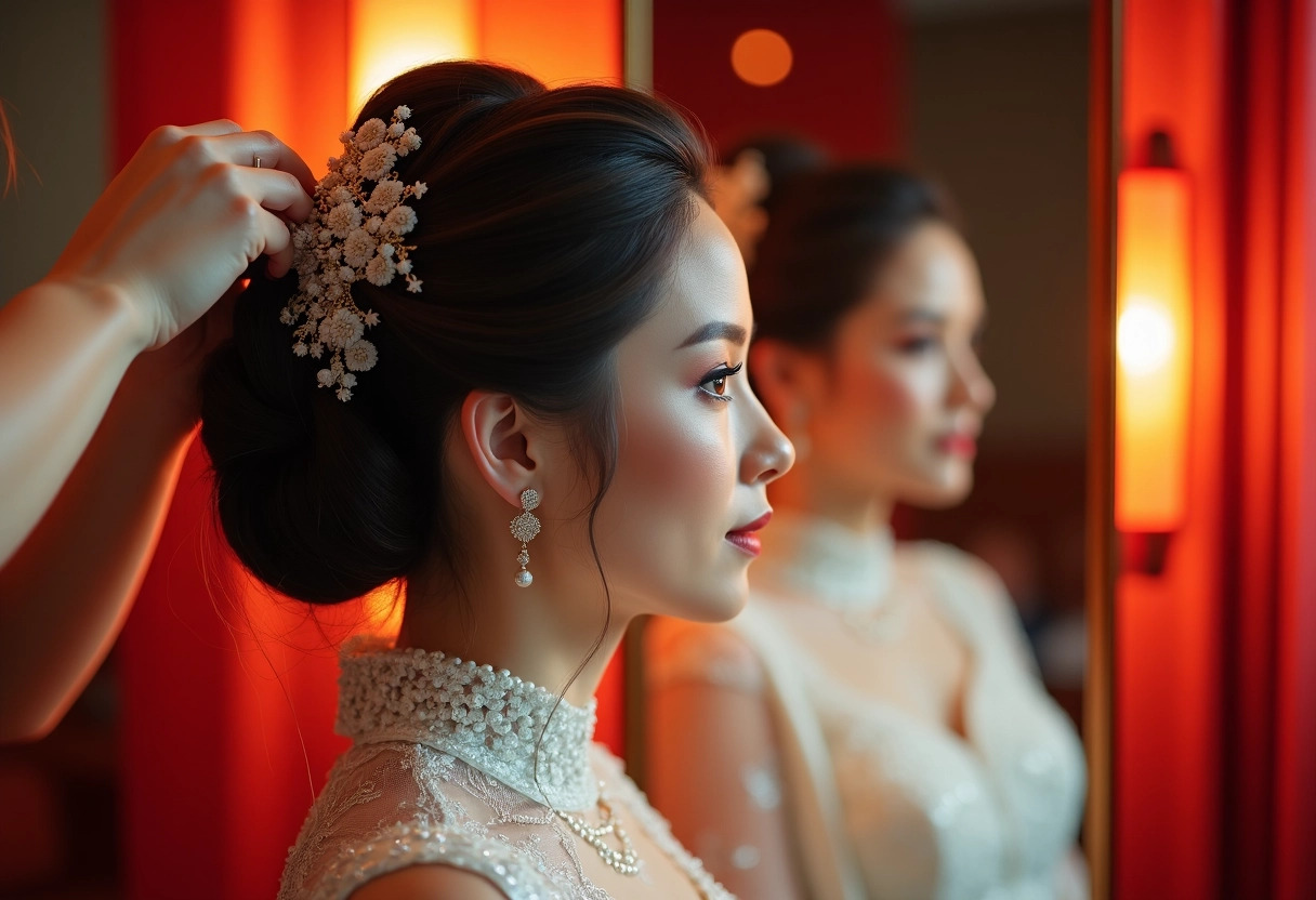 mariage chignon oriental